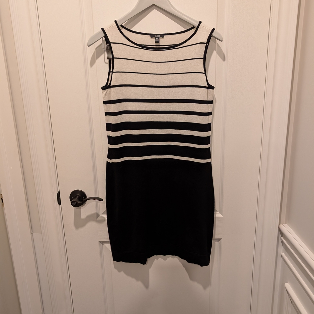 Jacob Black and White Striped Dress  (Size Large)